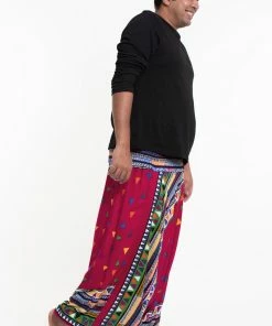 HaremPants.com Plus Size Triangles Drop Crotch Men's Harem Pants In Pink