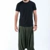 HaremPants.com Solid Color Drop Crotch Men's Harem Pants In Dark Green