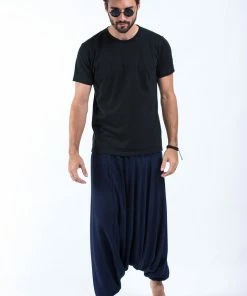 HaremPants.com Solid Color Drop Crotch Men's Harem Pants In Blue