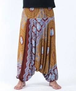 HaremPants.com Mandala Elephant Drop Crotch Men's Elephant Pants In Bronze
