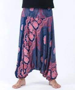 HaremPants.com Mandala Elephant Drop Crotch Men's Elephant Pants In Blue