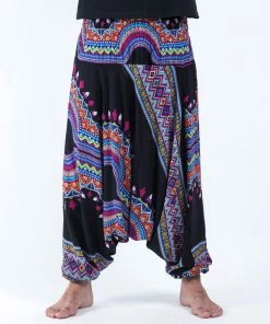 HaremPants.com Dashiki Prints Drop Crotch Men's Harem Pants In Black