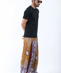 HaremPants.com Mandala Elephant Drop Crotch Men's Elephant Pants In Bronze