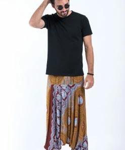 HaremPants.com Mandala Elephant Drop Crotch Men's Elephant Pants In Bronze