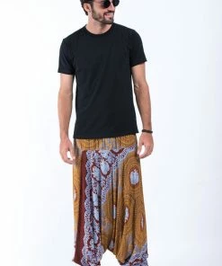HaremPants.com Mandala Elephant Drop Crotch Men's Elephant Pants In Bronze