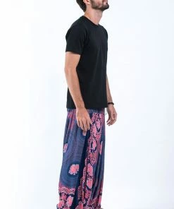 HaremPants.com Mandala Elephant Drop Crotch Men's Elephant Pants In Blue
