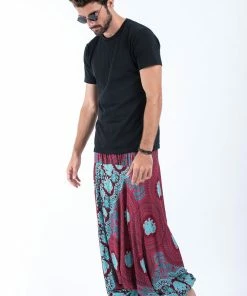 HaremPants.com Mandala Elephant Drop Crotch Men's Elephant Pants In Red