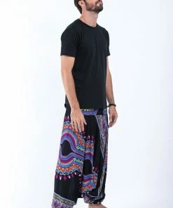 HaremPants.com Dashiki Prints Drop Crotch Men's Harem Pants In Black