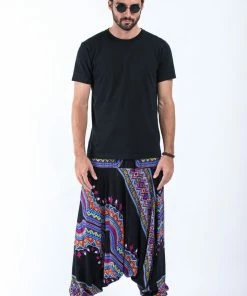 HaremPants.com Dashiki Prints Drop Crotch Men's Harem Pants In Black