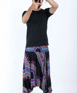HaremPants.com Dashiki Prints Drop Crotch Men's Harem Pants In Black