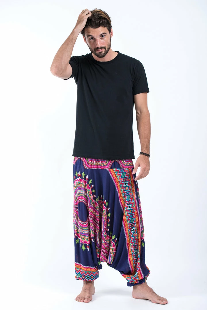 HaremPants.com Drop Crotch Harem Pants Dashiki Prints Drop Crotch Men's Harem Pants In Navy 3 HaremPants.com Drop Crotch Harem Pants Dashiki Prints Drop Crotch Men's Harem Pants In Navy