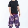 HaremPants.com Thai Hill Tribe Fabric Men's Harem Pants With Ankle Straps In Purple