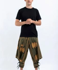 HaremPants.com Thai Hill Tribe Fabric Men's Harem Pants With Ankle Straps In Olive Women's