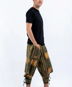 HaremPants.com Thai Hill Tribe Fabric Men's Harem Pants With Ankle Straps In Olive Women's