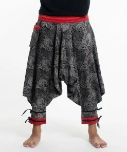 HaremPants.com Paisley Thai Hill Tribe Fabric Men's Harem Pants With Ankle Straps