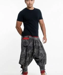 HaremPants.com Paisley Thai Hill Tribe Fabric Men's Harem Pants With Ankle Straps
