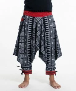 HaremPants.com Traditional Prints Thai Hill Tribe Fabric Men's Harem Pants With Ankle Straps