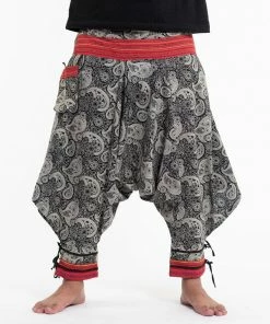 HaremPants.com Plus Size Paisley Thai Hill Tribe Fabric Men's Harem Pants With Ankle Straps