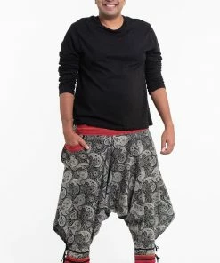 HaremPants.com Plus Size Paisley Thai Hill Tribe Fabric Men's Harem Pants With Ankle Straps