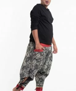 HaremPants.com Plus Size Paisley Thai Hill Tribe Fabric Men's Harem Pants With Ankle Straps