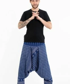 HaremPants.com Hill Tribe Elephant Men's Elephant Pants In Blue
