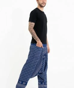 HaremPants.com Hill Tribe Elephant Men's Elephant Pants In Blue