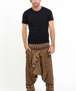 HaremPants.com Hill Tribe Elephant Men's Elephant Pants In Brown