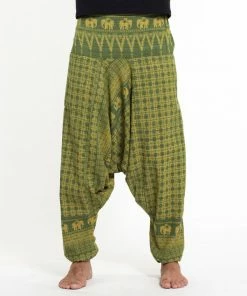 HaremPants.com Hill Tribe Elephant Men's Elephant Pants In Green
