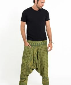 HaremPants.com Hill Tribe Elephant Men's Elephant Pants In Green