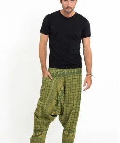 HaremPants.com Hill Tribe Elephant Men's Elephant Pants In Green