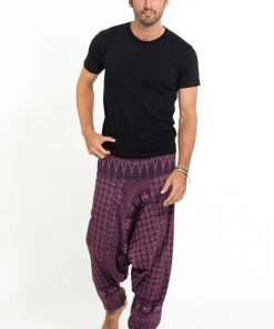 HaremPants.com Hill Tribe Elephant Men's Elephant Pants In Purple