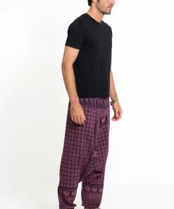 HaremPants.com Hill Tribe Elephant Men's Elephant Pants In Purple