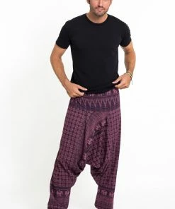 HaremPants.com Hill Tribe Elephant Men's Elephant Pants In Purple