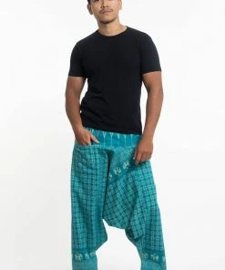 HaremPants.com Hill Tribe Elephant Men's Elephant Pants In Turquoise