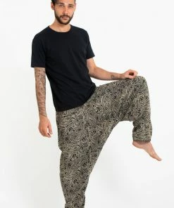 HaremPants.com Hill Tribe Paisley Print Men's Harem Pants In Black