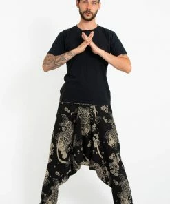 HaremPants.com Hill Tribe Koi Fish Print Men's Harem Pants In Black