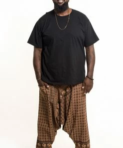 HaremPants.com Plus Size Hill Tribe Elephant Men's Elephant Pants In Brown