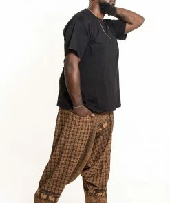 HaremPants.com Plus Size Hill Tribe Elephant Men's Elephant Pants In Brown
