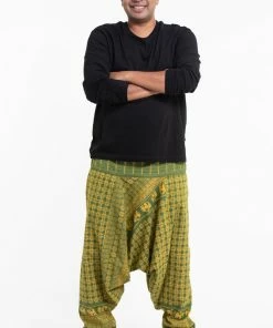 HaremPants.com Plus Size Hill Tribe Elephant Men's Elephant Pants In Green