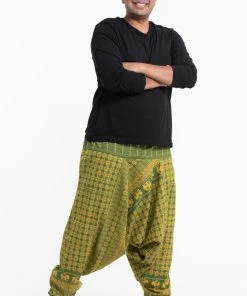 HaremPants.com Plus Size Hill Tribe Elephant Men's Elephant Pants In Green