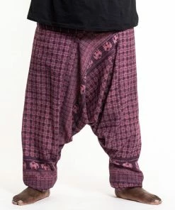 HaremPants.com Plus Size Hill Tribe Elephant Men's Elephant Pants In Purple