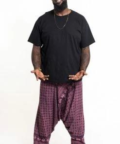 HaremPants.com Plus Size Hill Tribe Elephant Men's Elephant Pants In Purple