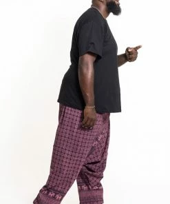 HaremPants.com Plus Size Hill Tribe Elephant Men's Elephant Pants In Purple