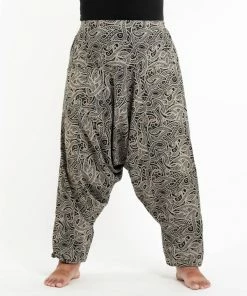 HaremPants.com Plus Size Hill Tribe Paisley Print Men's Harem Pants In Black