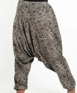 HaremPants.com Plus Size Hill Tribe Paisley Print Men's Harem Pants In Black