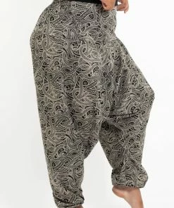HaremPants.com Plus Size Hill Tribe Paisley Print Men's Harem Pants In Black