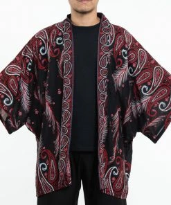 HaremPants.com Women's Paisley Feathers Kimono Cardigan In Black