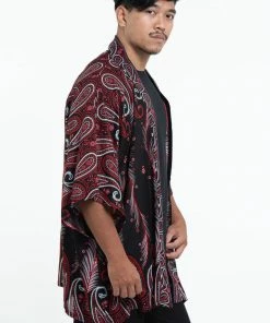 HaremPants.com Women's Paisley Feathers Kimono Cardigan In Black