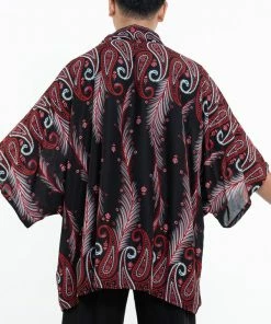 HaremPants.com Women's Paisley Feathers Kimono Cardigan In Black