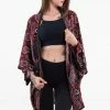 HaremPants.com Women's Paisley Feathers Kimono Cardigan In Black